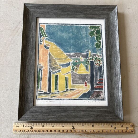 FRAMED PRINT “Sarah W Brinton ‘37” Street in St. George Caribbean Sea - Picture 1 of 6